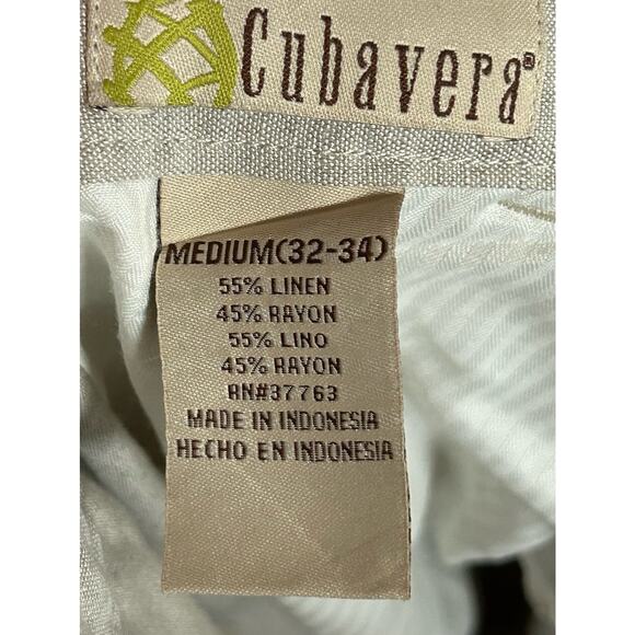 Cubavera Large Medium Linen Blend Pants Beige Drawstring Pull On Beach Summer - Picture 8 of 9